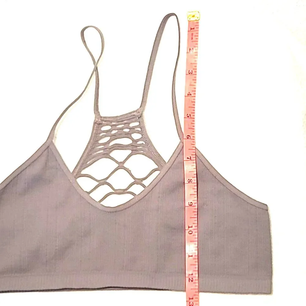 Free People Crop Cami Yoga Bralette Cut Out Athletic Tank Top Spaghetti Straps